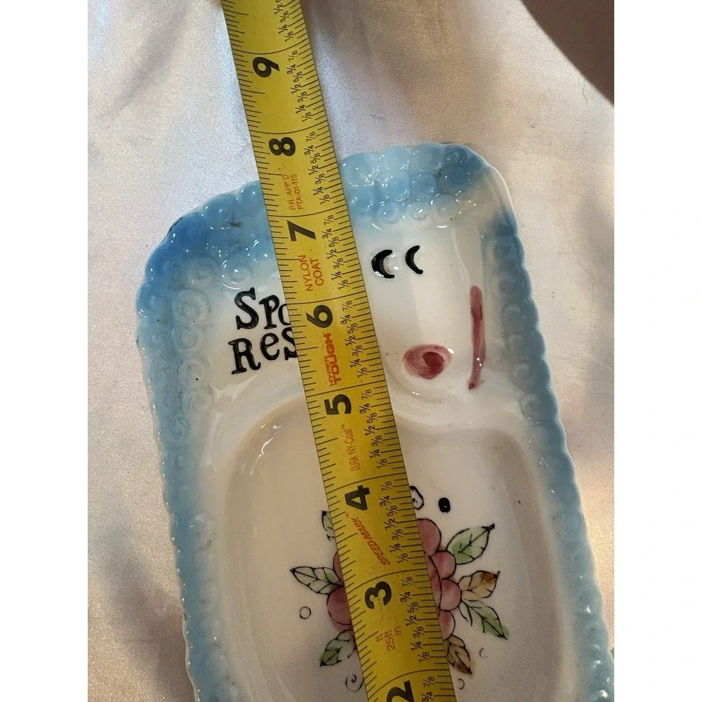 Vintage Hand Painted Lamb Spoon Rest Kitschy Marked